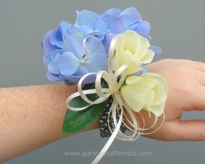 Hydrangea & Rose Wrist Corsage