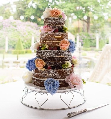 Peach & Blue Naked Cake