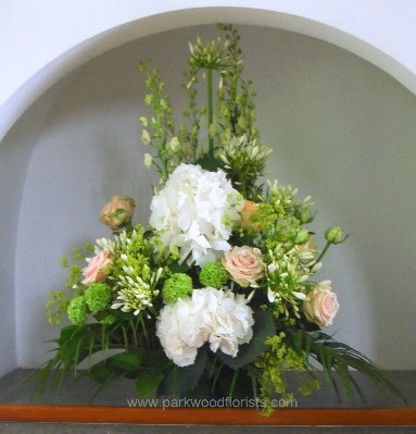 Peach & White Pedestal Arrangement