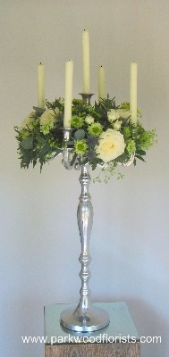 Cream & Green Candelabra