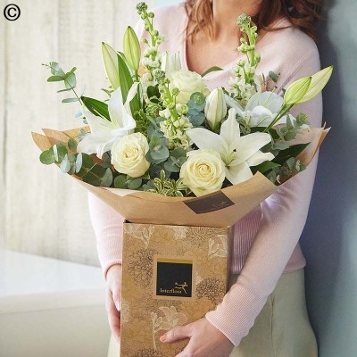 White Rose and Lily Bouquet