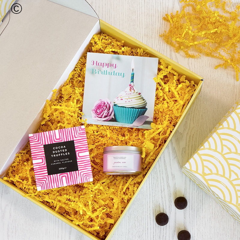 Salted Caramel Flavour Truffles, Birthday Card and Candle Gift Set