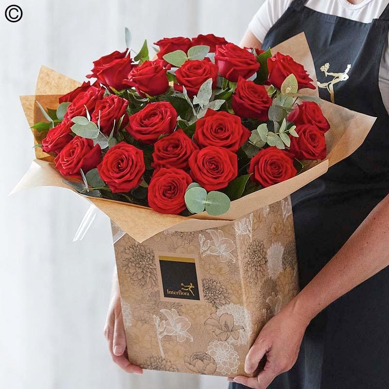 24 Red Rose Hand tied