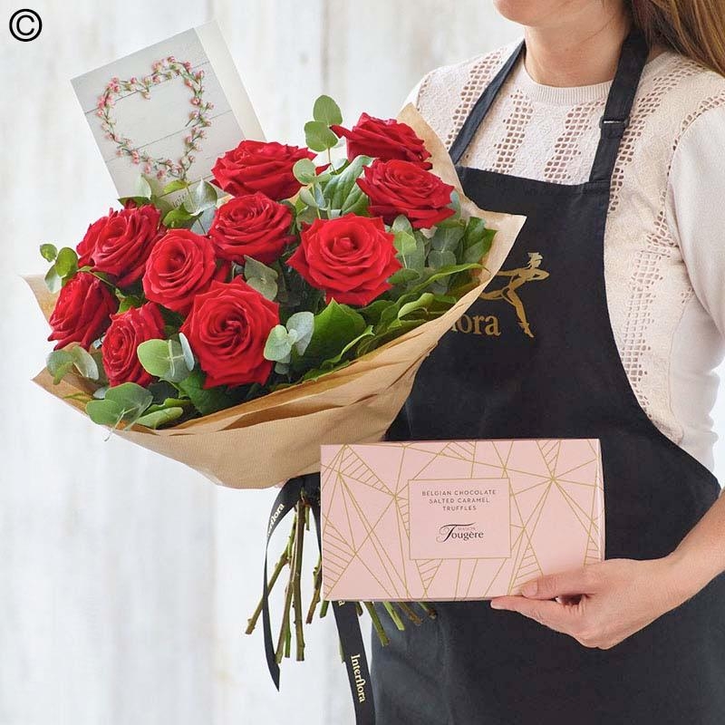 Hand tied Bouquet Anniversary Gift Set