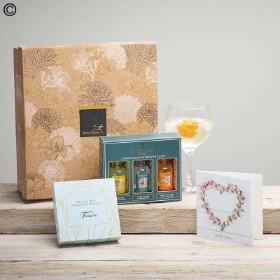 Gin Trio, Chocolate Truffles and Card Gift Set