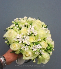 White Rose, Bouvardia & Pearl Bouquet