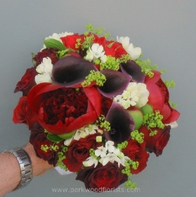 Red & Ivory Peony Bouquet