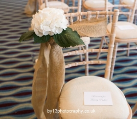 White Hydrangea Chair Bows