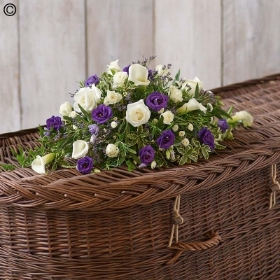 Petite Casket Spray Purple and White