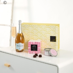 Prosecco Rose, Salted Caramel Flavour Truffles and Candle Gift Set