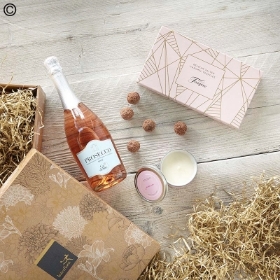 Sparkling Rosé, Salted Caramel Truffles & Candle Gift Set